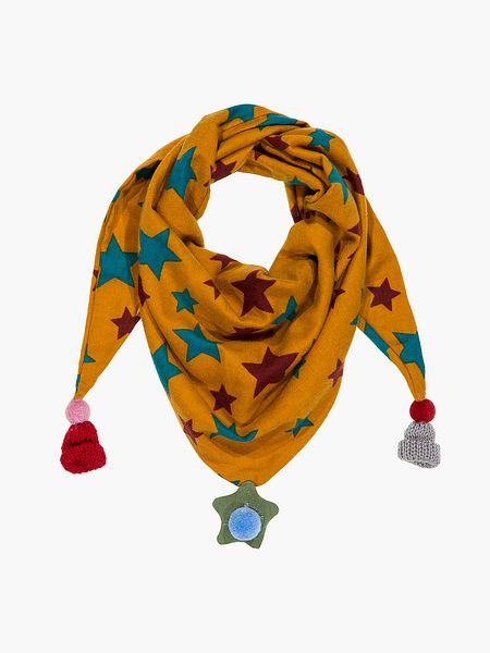 Косынка детская из хлопка, звездочки, оранжевая
