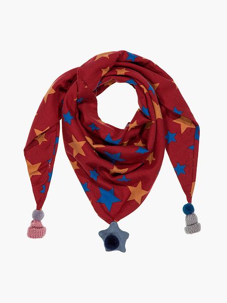 Косынка детская из хлопка, звездочки, красная
